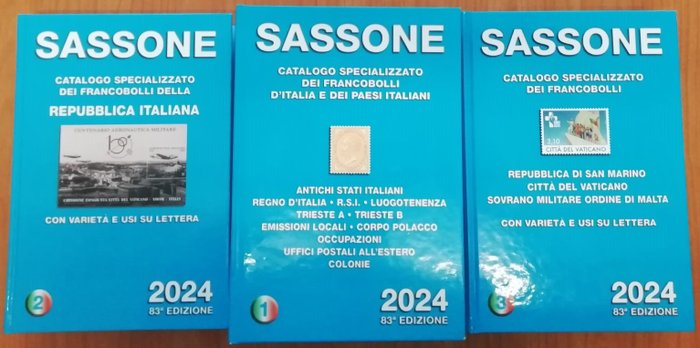 Italien  - Sassone-kataloger bind I + II + III 2024 udgave Brugt men som ny