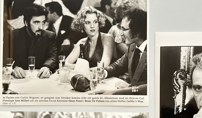 Set of 3 black and white Press photos - The Godfather Part III - Sea of love - Carlito’s way - Al Pacino - Penelope Ann Miller - Sean Penn