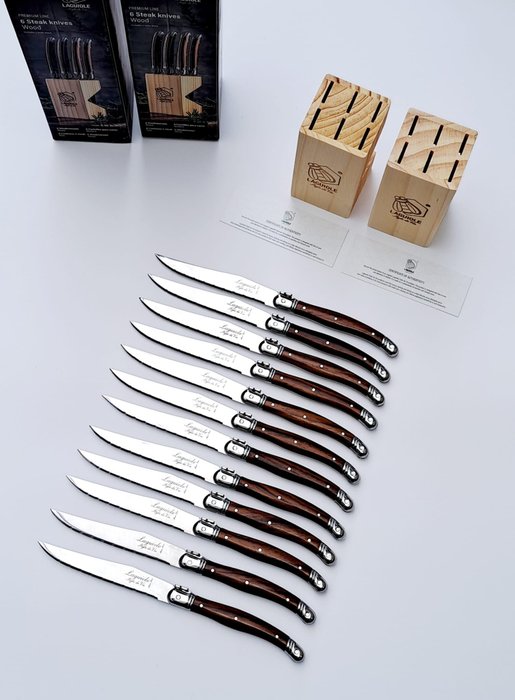 Laguiole - 12x Steak Knives - Brown - style de - Bordknive sæt (12) - Rustfrit stål