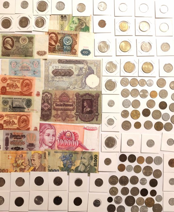 Østeuropa. A Large Collection of 117x Coins and Banknotes 1941-1999  (Ingen mindstepris)