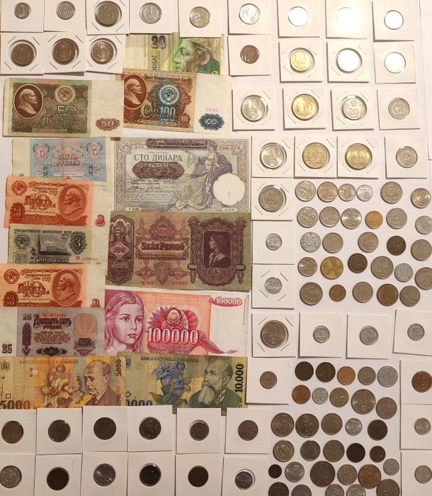 Østeuropa. A Large Collection of 117x Coins and Banknotes 1941-1999  (Ingen mindstepris)