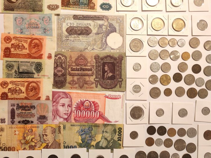 Østeuropa. A Large Collection of 117x Coins and Banknotes 1941-1999  (Ingen mindstepris)