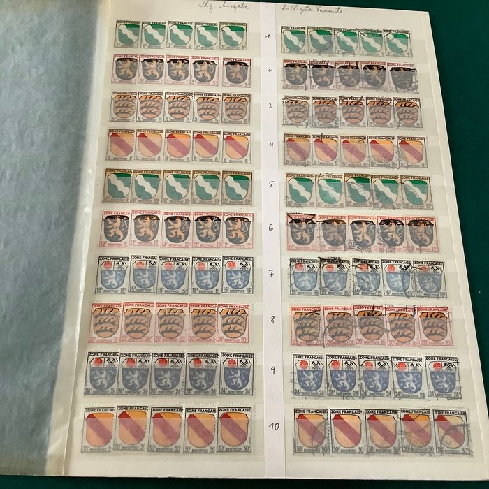 De allieredes besættelse - Tyskland (fransk zone) 1945 - Generel udgave: lille lager med 5 stemplede og MNH serier - Michel 1/13