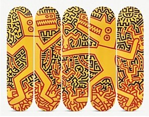 Keith Haring (1958-1990) - Keith Haring monsters skateboard (Set of 5)