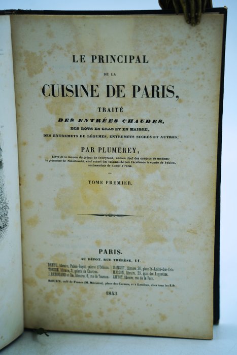 Plumerey - Le principal de la cuisine de Paris - 1843