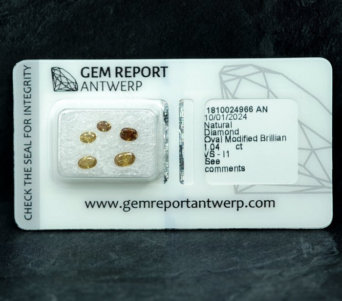 Ingen mindstepris - 5 pcs Diamant  (Naturfarvet)  - 104 ct - Oval Blandede farver - I1 VS1 - Gem Report Antwerp (GRA)