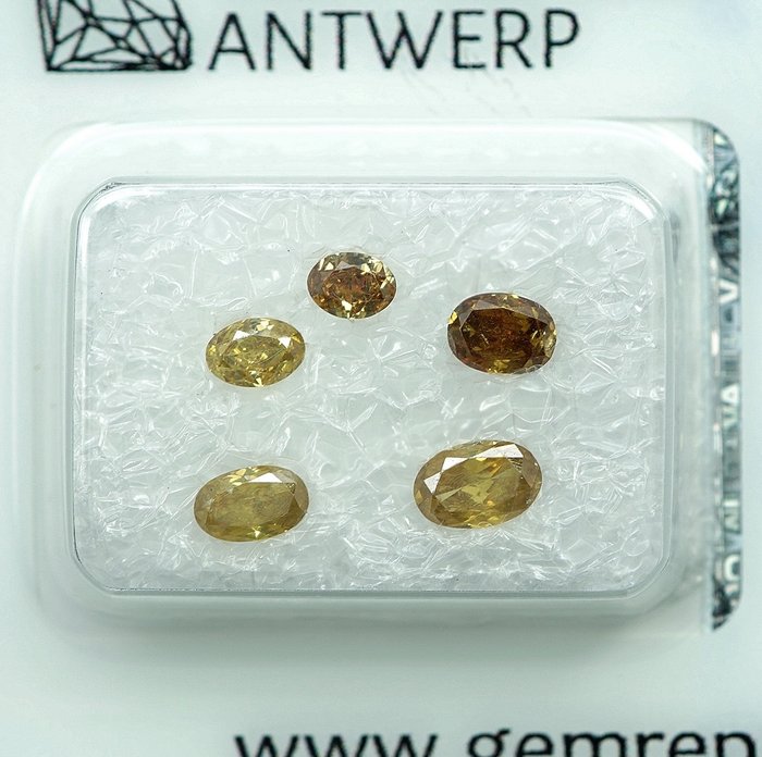 Ingen mindstepris - 5 pcs Diamant  (Naturfarvet)  - 104 ct - Oval Blandede farver - I1 VS1 - Gem Report Antwerp (GRA)