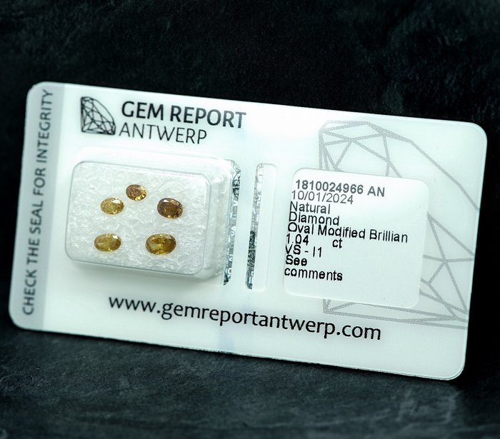 Ingen mindstepris - 5 pcs Diamant  (Naturfarvet)  - 104 ct - Oval Blandede farver - I1 VS1 - Gem Report Antwerp (GRA)