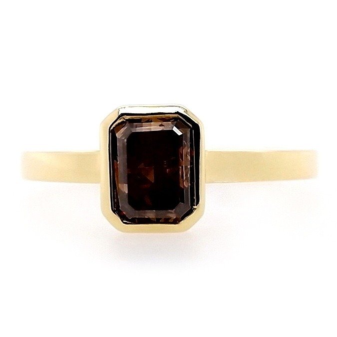 Ring - 18 kraat Gulguld -  1.02ct. tw. Brun Diamant (Naturfarvet) - ORANGY BRUN