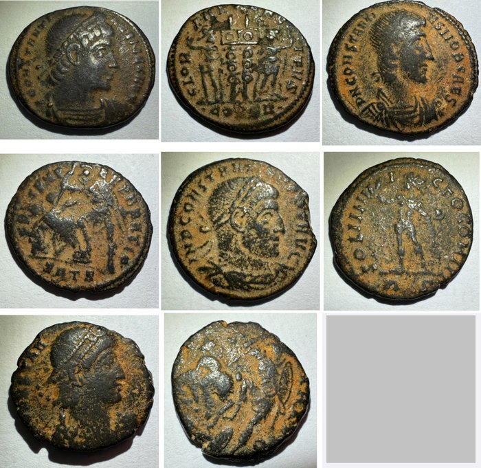 Romarriket. Various Rulers, including Constantine I  Constantine II. Lot of 4 Folles  (Ingen mindstepris)