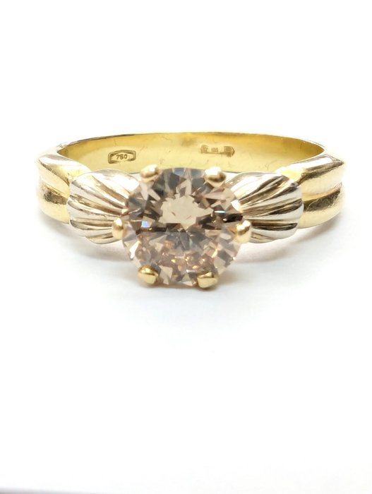 Ring - 18 kraat Gulguld -  120ct tw Diamant (Naturfarvet)