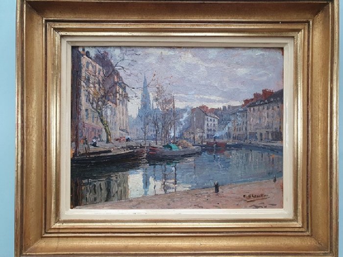 Ernest Jean Chevalier (1867-1917) - Vue de Nantes -bras de l'Erdre