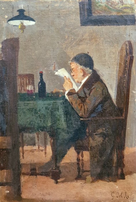 Giovanni del Re (1829-1915) - Uomo in lettura