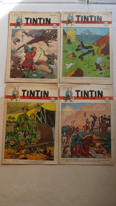 Tintin (magazine) - 17 Magasiner fra 1947 mellem nr. 4 (23. januar 1947) og nr. 34 (21. august 1947) - Første udgave - 1947