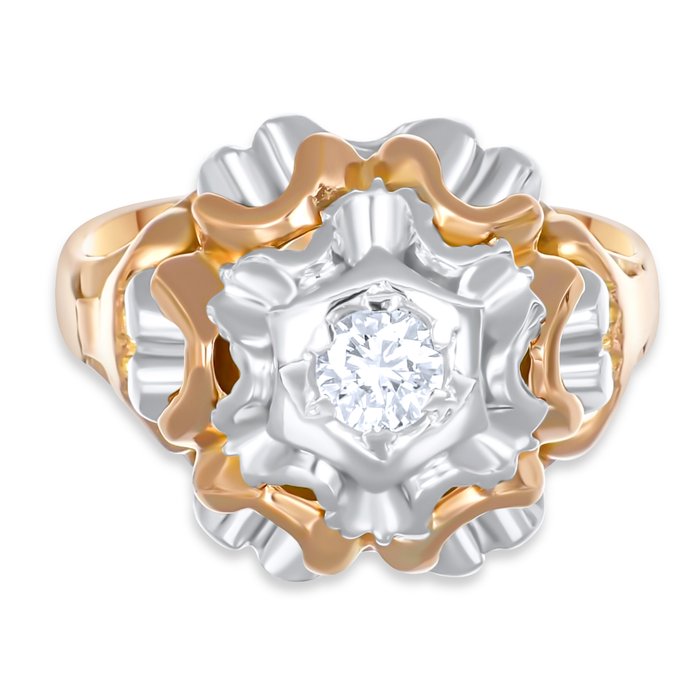 Ring - 18 kraat Gulguld, Hvidguld -  0.25ct. tw. Diamant (Natur)