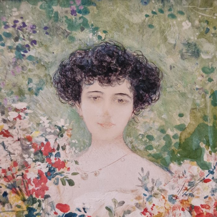 Pietro Scoppetta (1863-1920) - Donna con fiori