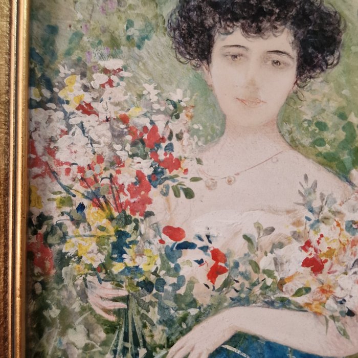 Pietro Scoppetta (1863-1920) - Donna con fiori