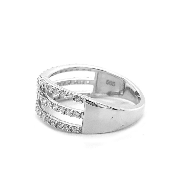 Ring - 14 karat Hvidguld -  052ct tw Diamant (Natur)