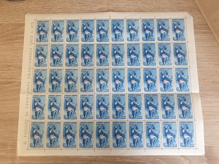 Italien 1934 - MNH fodboldmesterskabsblad 5 og 250 lire