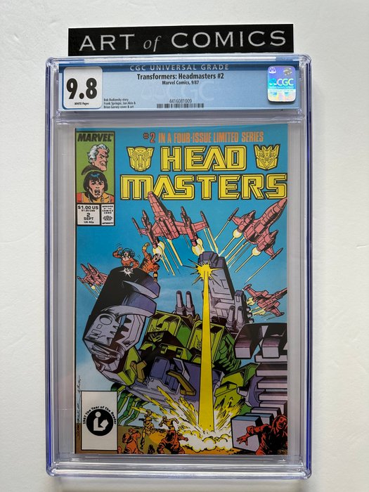 Transformers: Headmasters #2 - In A Four-Issue Limited Series - CGC Graded 9.8 - Extremely High Grade - White Pages!! - 1 Graded comic - Første udgave - 1987