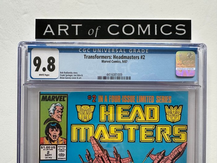 Transformers: Headmasters #2 - In A Four-Issue Limited Series - CGC Graded 9.8 - Extremely High Grade - White Pages!! - 1 Graded comic - Første udgave - 1987