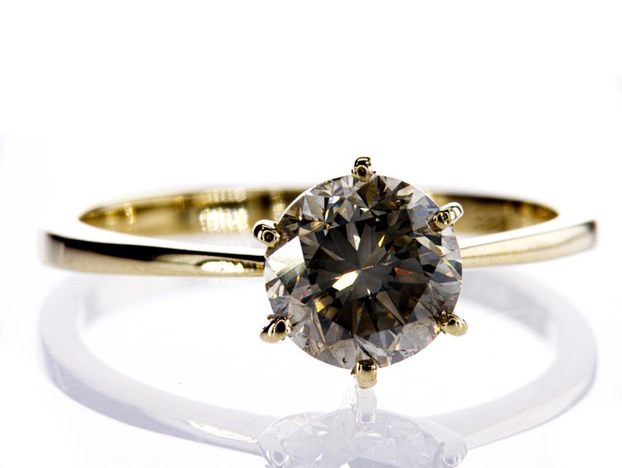 Ingen mindstepris - Forlovelsesring - 14 karat Gulguld -  1.82ct. tw. Diamant (Naturfarvet)