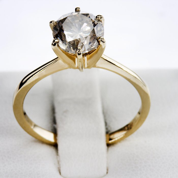 Ingen mindstepris - Forlovelsesring - 14 karat Gulguld -  1.82ct. tw. Diamant (Naturfarvet)