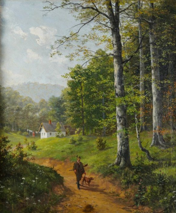 Attributed to Emil Niemetz (XIX) - Hunter on the forest road