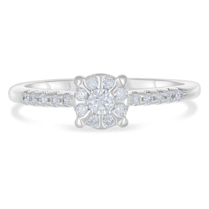 Ring - 18 kraat Hvidguld -  028ct tw Diamant (Natur)