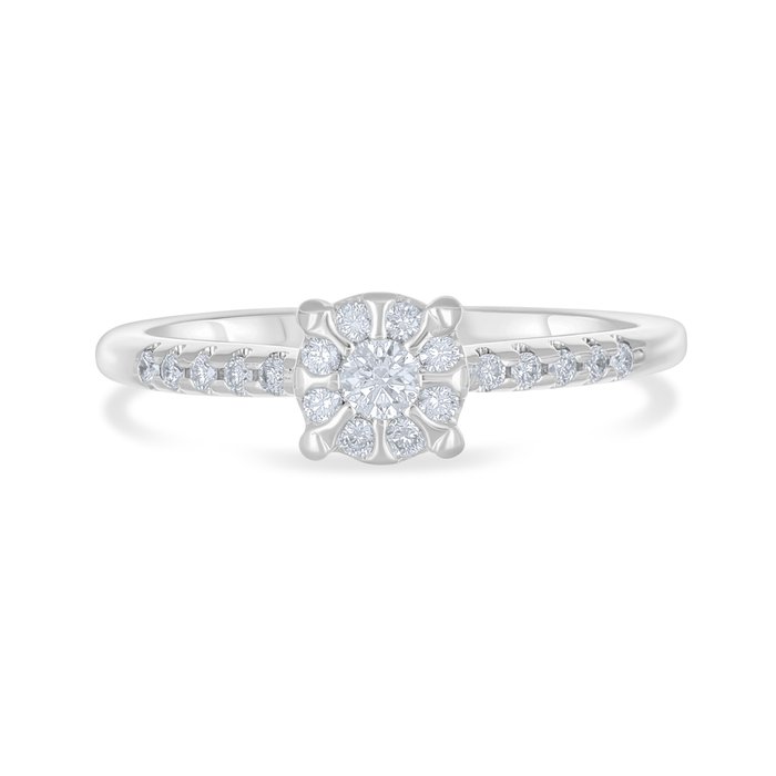 Ring - 18 kraat Hvidguld -  028ct tw Diamant (Natur)