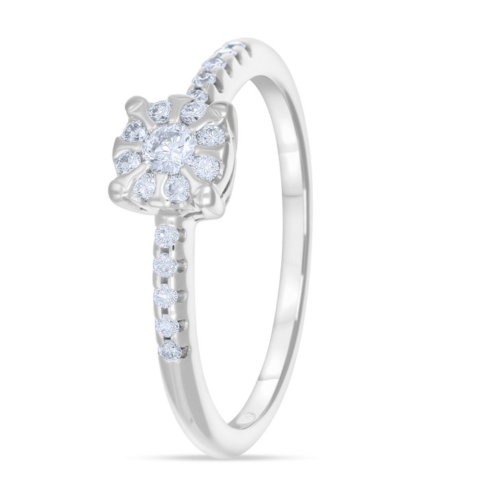 Ring - 18 kraat Hvidguld -  028ct tw Diamant (Natur)