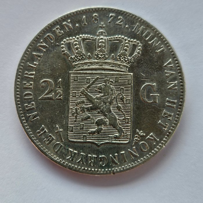 Holland Willem III (1849-1890) 2 1/2 Gulden 1872  (Ingen mindstepris)