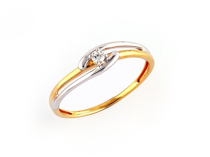 Ingen mindstepris - Ring - 18 kraat Gulguld -  0.05ct. tw. Diamant (Natur)