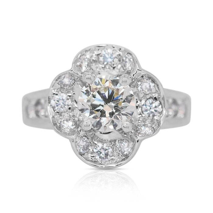 Ring - 18 kraat Hvidguld -  1.45ct. tw. Gul Diamant (Naturfarvet) - Diamant