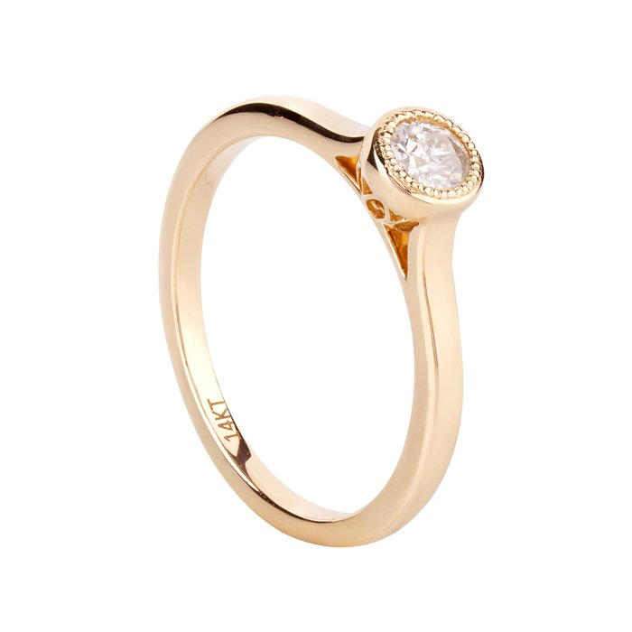 Ring - 14 karat Gulguld -  0.24ct. tw. Diamant (Natur)