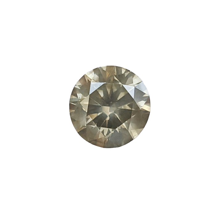 Ingen mindstepris - 1 pcs Diamant  (Naturfarvet)  - 0.80 ct - Rund - Fancy Grålig, Grønlig Brun - I1 - International Gemological Institute (IGI)