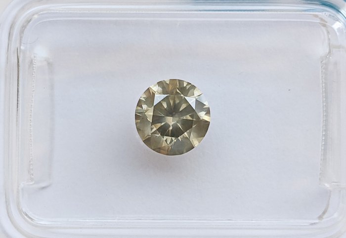 Ingen mindstepris - 1 pcs Diamant  (Naturfarvet)  - 0.80 ct - Rund - Fancy Grålig, Grønlig Brun - I1 - International Gemological Institute (IGI)