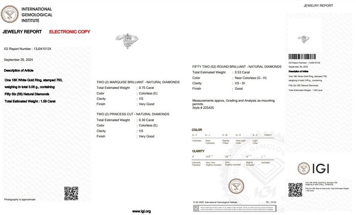 Ring - 18 kraat Hvidguld -  1.58ct. tw. Diamant (Natur) - Diamant