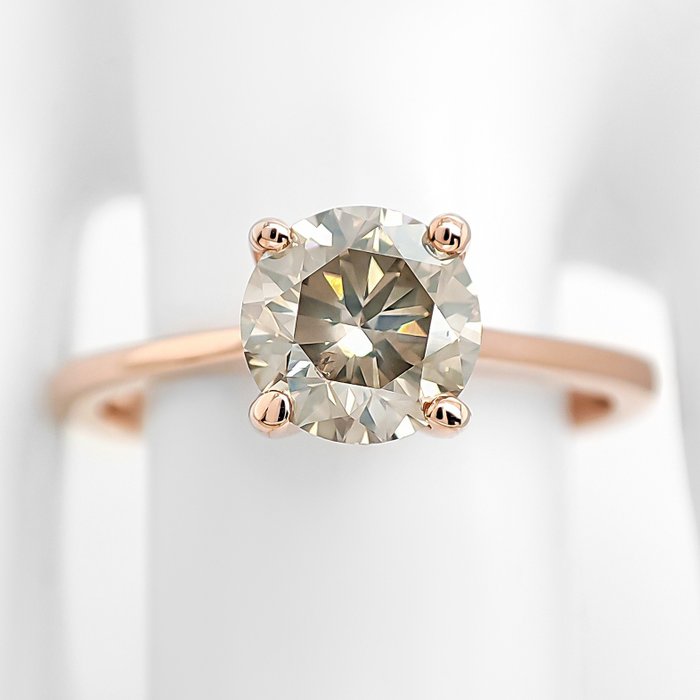 Ring - 14 karat Rosaguld -  103ct tw Grå Diamant (Naturfarvet) - *GRATIS FRAGT*