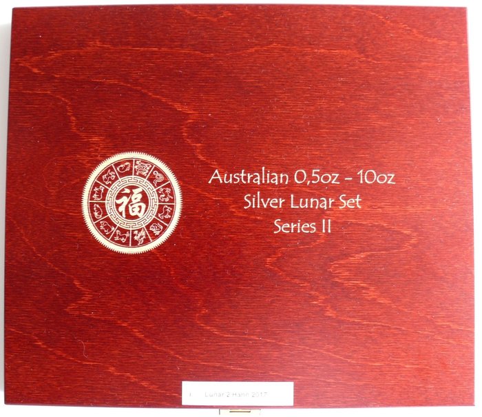 Australien. Silver Lunar Set 2017 Lunar II - Year of the Rooster, 18,5 Oz (.999)