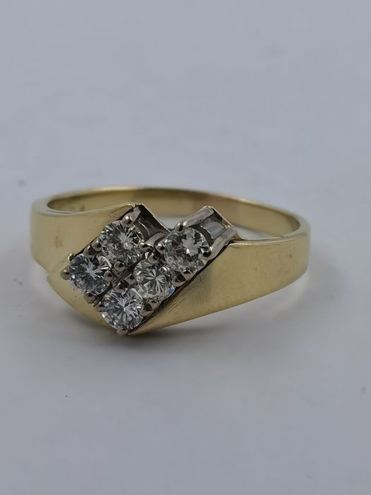 Ring - 14 karat Gulguld -  100ct tw Diamant (Natur)