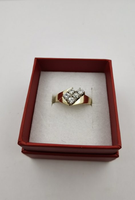 Ring - 14 karat Gulguld -  100ct tw Diamant (Natur)