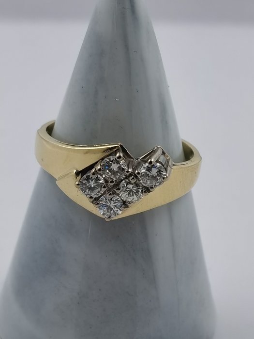 Ring - 14 karat Gulguld -  100ct tw Diamant (Natur)