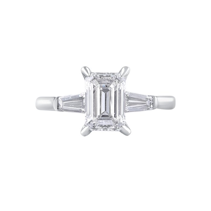 Ring - 14 karat Hvidguld -  2.55ct. tw. Diamant (Laboratoriedyrket)