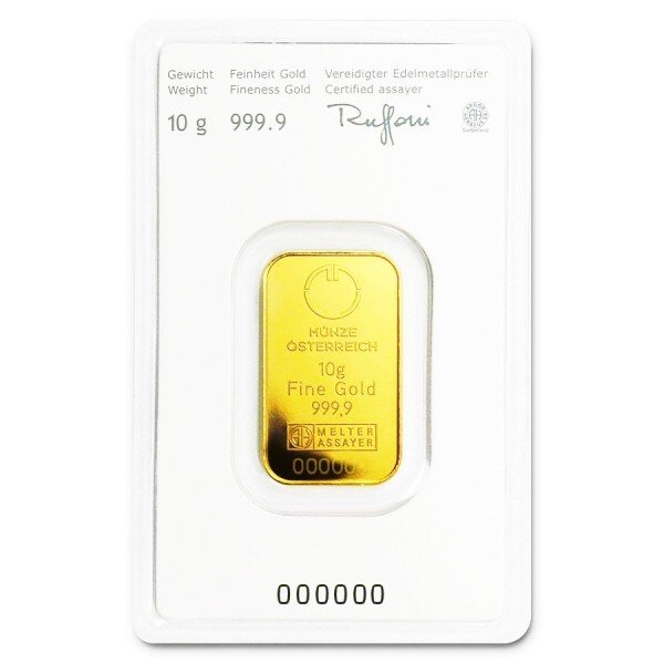 10 gram - Guld - .9999 - Austrian Mint KineBar - Forseglet