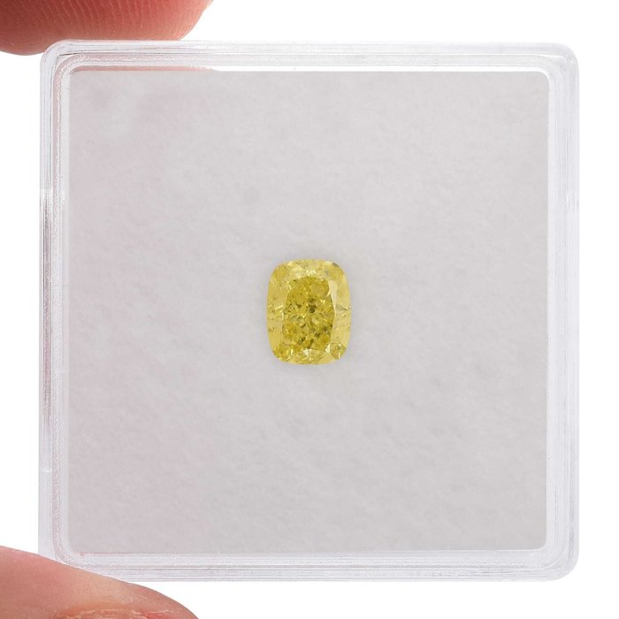 1 pcs Diamant  (Naturfarvet)  - 0.72 ct - Pude - Fancy intense Gul - SI2 - Gemological Institute of America (GIA)