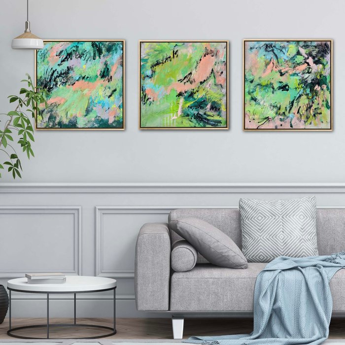 Cristine Balarine - Invisible Landscapes (Triptych) _ 3 original abstract paintings featured at Saatchi Art’s The Other