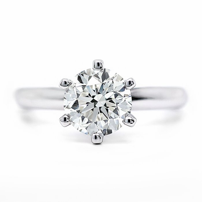 Ring - 14 karat Hvidguld -  0.92ct. tw. Diamant (Natur) - H/VVS1