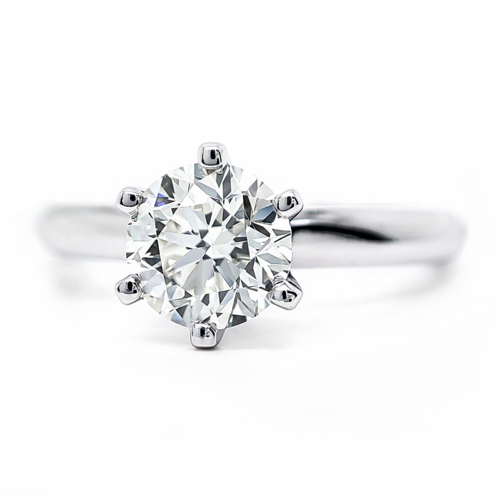 Ring - 14 karat Hvidguld -  0.92ct. tw. Diamant (Natur) - H/VVS1