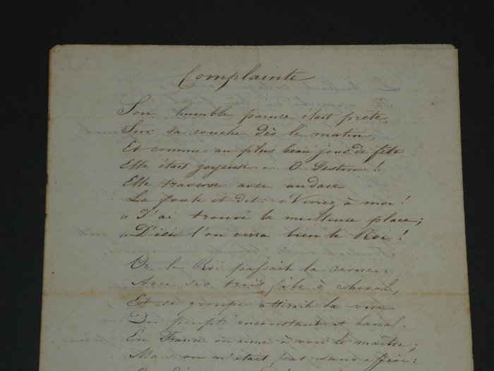 Delphine [Gay] de Girardin - Beau et long poème autographe signé de 4 pages - 1844